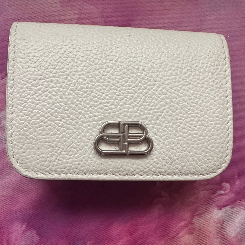 Balenciaga Compact Wallet (EUC; White/Silver)